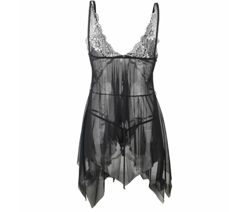 Subblime Babydoll S/M - Tulle & Lace, Asymmetric Skirt, Black