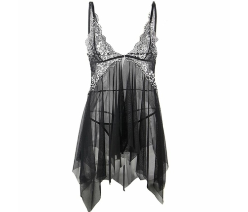 Subblime Babydoll S/M - Tulle & Lace, Asymmetric Skirt, Black