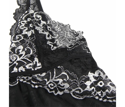 Subblime Babydoll L/XL - Elegant Tulle & Lace Nightdress, Black