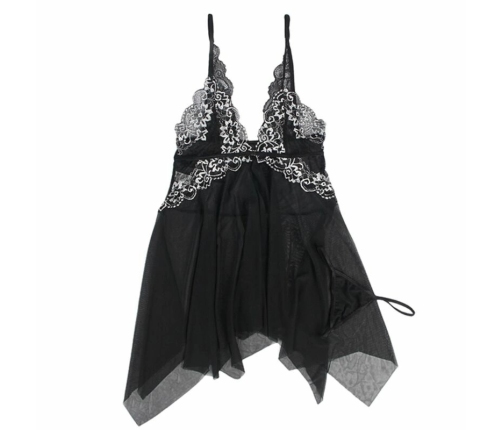 Subblime Babydoll L/XL - Elegant Tulle & Lace Nightdress, Black