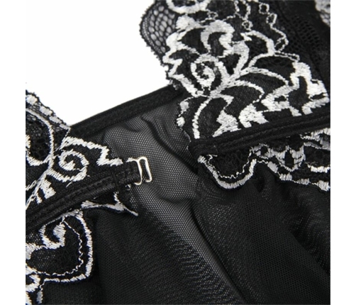 Subblime Babydoll L/XL - Elegant Tulle & Lace Nightdress, Black