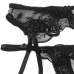 Subblime 3-Piece Lingerie Set Black L/XL - Bra, Thong & Garter, Floral Print
