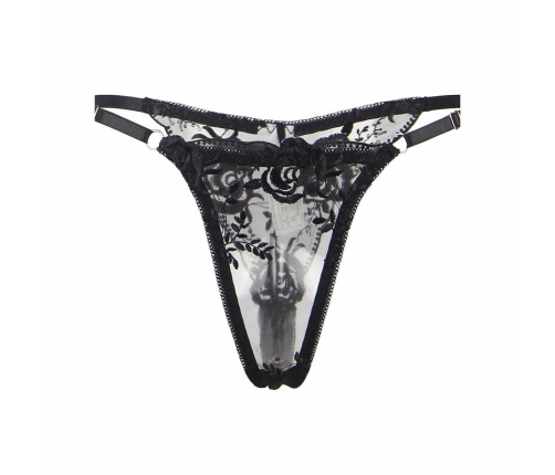 Subblime 3-Piece Lingerie Set Black L/XL - Bra, Thong & Garter, Floral Print