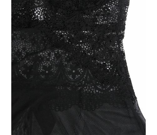 Subblime Babydoll Black S/M - Tulle Fabric with Lace and Floral Accents