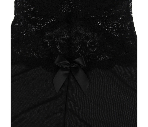 Subblime Babydoll Black S/M - Tulle Fabric with Lace and Floral Accents