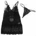 Subblime Babydoll L/XL Black - Adjustable Lace Straps, Sheer Design