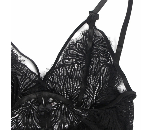 Subblime Babydoll L/XL Black - Adjustable Lace Straps, Sheer Design