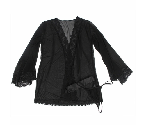 Subblime Black Transparent Robe with Lace Trim S/M - Elegant Intimate Wear