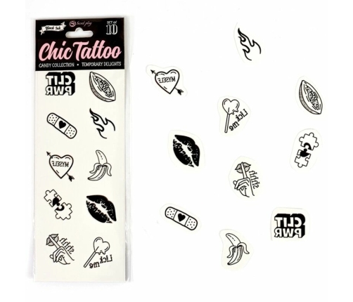 Secret Play Candy Collection Temporary Tattoos - Set of 10 Colorful Designs