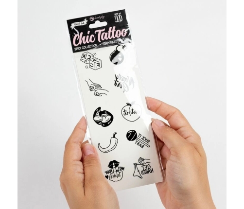 Secret Play Spicy Collection Set - 10 Temporary Tattoos, Multicolored