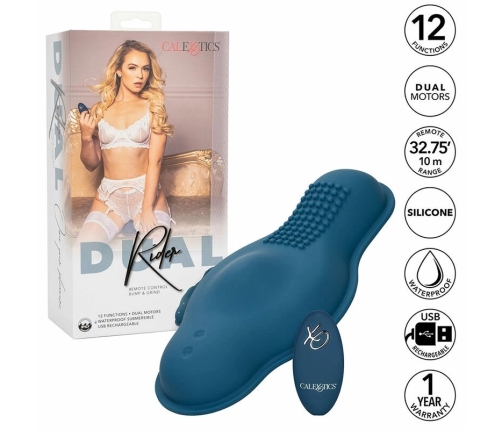 CalExotics Dual Rider Blue - Dual-Motor Remote Massager, 12 Modes, Waterproof