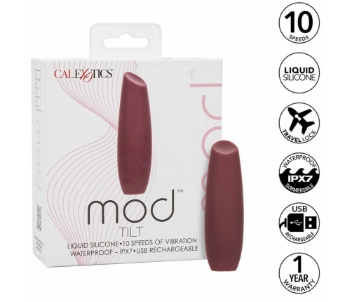 CalExotics Mod Tilt Intimate Wellness Device Red, Liquid Silicone, 10 Modes