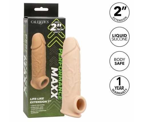 CalExotics Performance Maxx Extension 7" Liquid Silicone, Light Skin, Adjustable