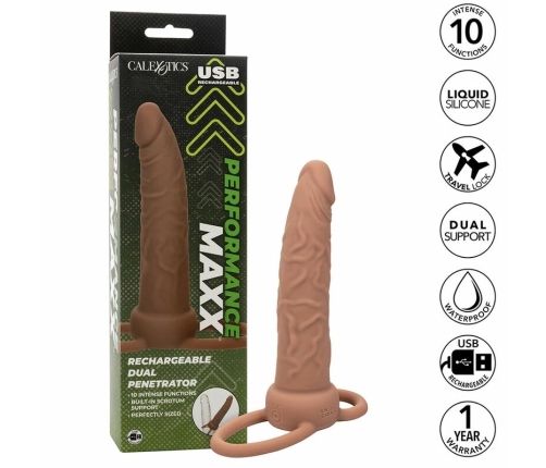 CalExotics Performance Maxx Dual Action Silicone System Brown 14cm