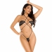 Leg Avenue Diamonds Bikini Bodysuit Black - Rhinestone Wrap Design, One Size