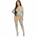 Leg Avenue Blue Mesh Crop Top, Garter Stockings & Gloves Set One Size