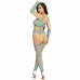 Leg Avenue Blue Mesh Crop Top, Garter Stockings & Gloves Set One Size