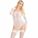 Leg Avenue Off-Shoulder Lace & Rhinestone Bodysuit White, One Size