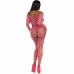 Leg Avenue Set - Fuchsia Fishnet Crop Top & Footless Leggings, One Size
