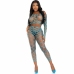 Leg Avenue Set - Blue Fishnet Crop Top & Footless Leggings, One Size