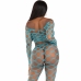 Leg Avenue Set - Blue Fishnet Crop Top & Footless Leggings, One Size