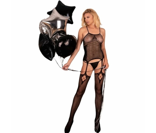 Livco Corsetti Fashion Amrin Lace Bodystocking Black One Size Elegant Fit