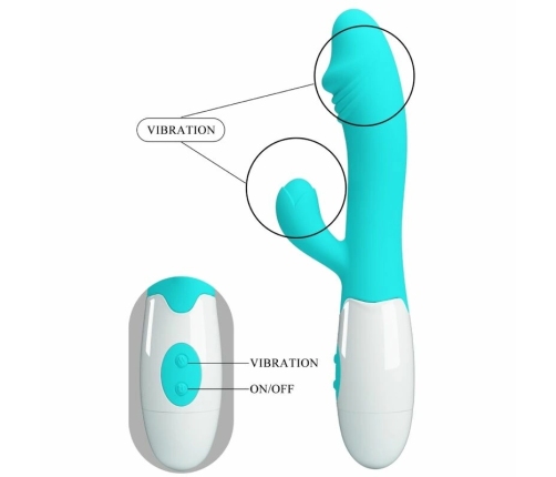Pretty Love Snappy Dual-Action Vibrating Device Aqua Green Silicone