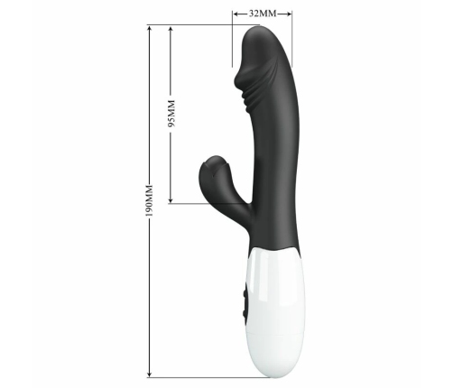 Pretty Love Snappy Black Dual-Action Vibrating Device, 30 Modes