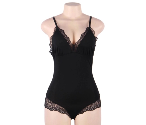 Subblime Black Floral Lace Teddy L/XL - Elegant Adjustable Lingerie