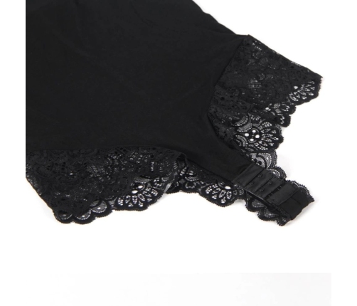 Subblime Black Floral Lace Teddy L/XL - Elegant Adjustable Lingerie