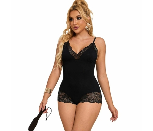 Subblime Black Floral Lace Teddy L/XL - Elegant Adjustable Lingerie