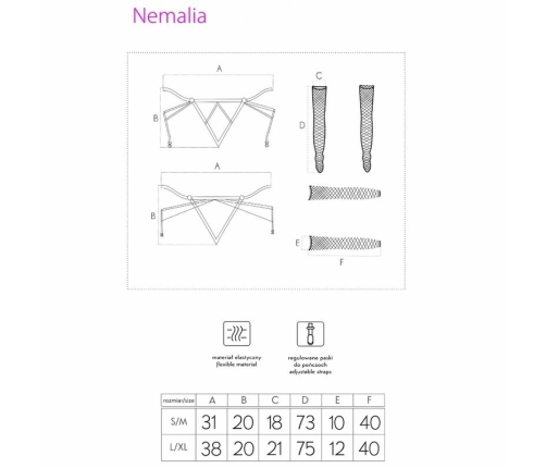 Livco Corsetti Fashion Nemalia Elegant Black Mesh Set L/XL - Garter, Stockings, Gloves