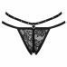 Livco Corsetti Nomade Black Lace Thong with Decorative Straps, Crotchless