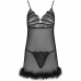 LivCo Corsetti Zerunam Black Mesh Babydoll Set with Lace Thong