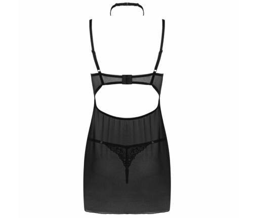 Livco Corsetti Binella Elegant Sheer Babydoll & Thong Set Black M/L