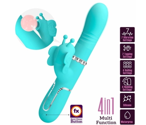 Pretty Love Butterfly Aqua Green 4-in-1 Multi-Function Intimate Device