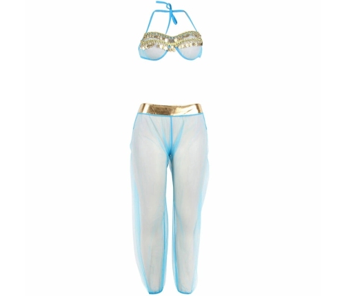 SUBBLIME India Style Blue Bralette Lingerie Set S/M - Gold Accent Design