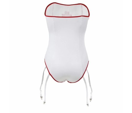 Subblime Nurse-Inspired Off-Shoulder Teddy Costume S/M White