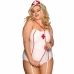 Subblime L/XL Intimate Nurse-Inspired Teddy Costume - White & Red Design