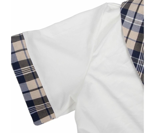 Subblime L/XL Schoolgirl Uniform Set - White Crop Top & Plaid Skirt