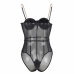Subblime Bodysuit S/M Black - Metal Chain Strap, Sheer Design