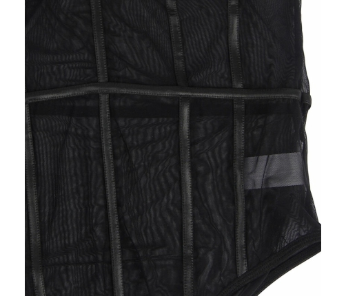 Subblime Bodysuit S/M Black - Metal Chain Strap, Sheer Design