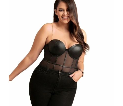 Subblime Bodysuit Black Metal Chain Straps Underwire L/XL