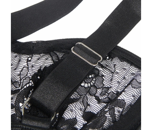 SUBBLIME Teddy with Lace Accents and Adjustable Garters Black S/M