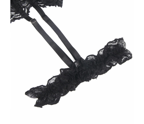 SUBBLIME Teddy with Lace Accents and Adjustable Garters Black S/M