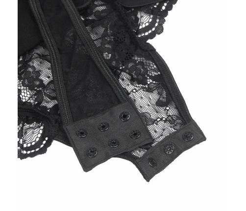 SUBBLIME Teddy with Lace Accents and Adjustable Garters Black S/M