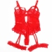 Subblime Teddy L/XL Red - Lace Garter Bodysuit with Strap Accents