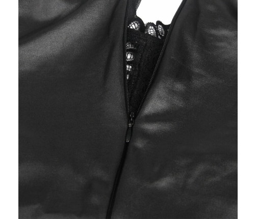 Subblime Elegant Leather & Lace Dress S/M - Black, Figure-Enhancing Design