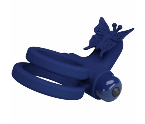 Pretty Love Jamele Blue Dual Ring with Vibrating Butterfly System