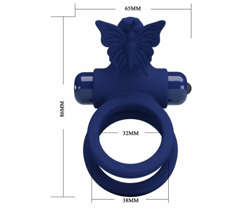 Pretty Love Jamele Blue Dual Ring with Vibrating Butterfly System
